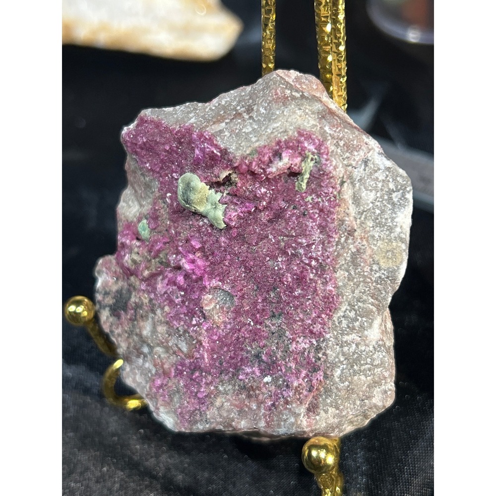 Natural Rare Roselite Crystal Specimen with Malachite Magenta Pink Druzy - Picture 3 of 5